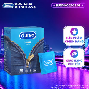 [ĐỘC QUYỀN] Bao cao su Durex Jeans cơ bản bôi trơn size 52.5mm hộp 30 bao