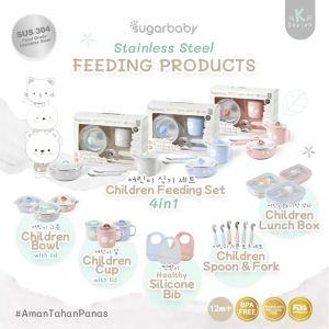 Sugar Baby Stainless Steel Children Feeding Set 4in1 (K-Series)/Set Alat Makan Bayi/Perlengkapan MPASI Bayi