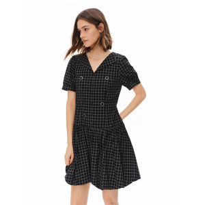 DUSHU | Sweet and Young Low Waist A-Line Cotton Plaid Dress Slim