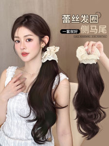 มินิเทรนด์เกาหลี ปลอมผมแบบยาว หางม้าข้างเดียว รูปดอกไม้ลูกไม้ แฮร์รีส์ คลิปผมสไตล์เกาหลี ทรงผมชายคาธรรมชาติ