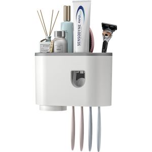 All-Purpose Toothbrush Holder offering Automatic Toothpaste Dispensing and Magnetic Cup Attachment YSJ1/YSJ2