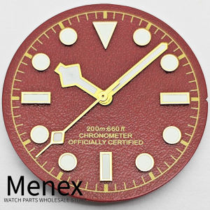 Menex 28.5mm Texture Watch Dial Hands Kit Green Luminous For NH34 NH35 ETA2824 Miyota82 DG Mechanical Watch Parts