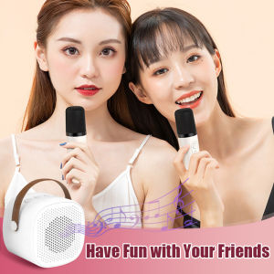 KYI Speaker bluetooth mikrofon set nirkabel bluetooth speaker portabel mikrofon karaoke 2Mic 1 set karaoke speaker ktv Cute Wireless Lucu Portabel Luar Ruangan Speaker Nirkabel