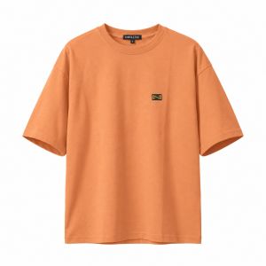 100% Pima Cotton Oversized Shirt Orange- Casual Fit - Short Sleeves - Solid Color - Minimalist Design