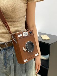Creative Camera Shaped Small Vertical Phone Bag Womens Crossbody Fashionable Ins Style Mobile Phone Pouch Casual Shoulder Bag
