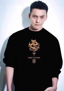 Dragon Year Fleece Lined Hoodie round Neck Spring Autumn Winter Mens Sweatshirt Couples Clothing Lucky Year Youth Fashion