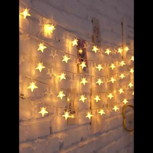 Wedding Party Garland 10/20/40/80LED Star String Light Battery Powered Christmas Curtain String Fairy Lamps for Home Bedroom