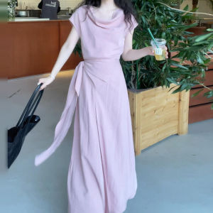 Karrar betsey | Resort Style French Flutter Sleeve Pink Dress