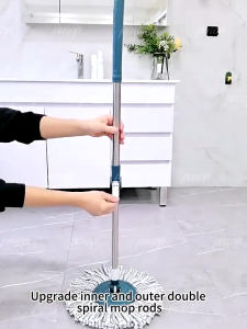 Goldstar 360° Rotating Telescopic Mop Handle | Universal Replacement Thick Stainless Steel Rod Labour-Saving Durable Floor Cleaning Mop with Upgrade Spin Mop Head