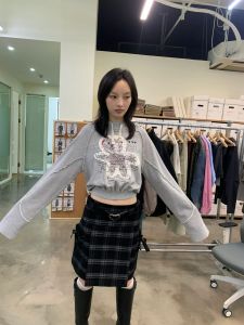 Váy Ngắn Kẻ Caro Cạp Cao Phong Cách Hàn Quốc Cho Nữ Mùa Xuân 2025 Váy Ngắn Chữ a Xếp Ly Cổ Điển Giản Dị Cổ Điển