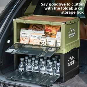 HELLOLEIBOO | Car Storage Box Foldable Camping Organizer Waterproof Pressure Resistant With Handle Vehicle Trunk Multi Functional Outdoor Picnic Box