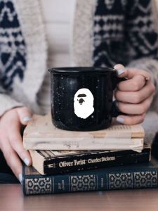 High Temperature Resistant Ceramic Mugs Black Fashion Brand for College Students Couple Set High Aesthetic Ape Head Coffee Cups