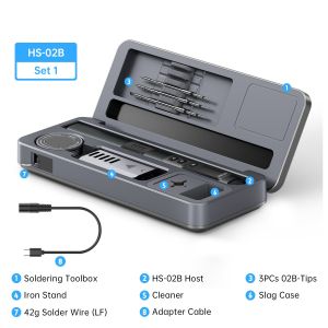 FNIRSI | FNIRSI HS-02 Adjustable Temperature Soldering Iron DC 20V 100-450℃ Welding Solder Rework Station PD 100W Portable Repair Tool