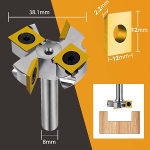 Dreanique | Dreanique 2-Flute Nickel-Plated Face Milling Cutter 8mm Shank 38.1-75mm Cutting Diameter Wood Planer Router Bit Coated Insert