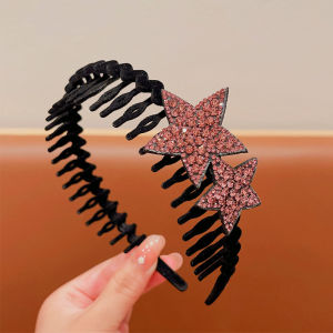 Rhinestone Star Flockingแถบคาดศีรษะผู้หญิงRetro Bangs Arrangement Artifactผมฟันลื่นHeadbandอุปกรณ์เสริมผม