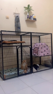 Papapet Heavy-duty cat cage Matibay na hawla ng pusa Big Size 4 Layer Cat House With Large Platform For Indoor&Outdoor White Cat Villa