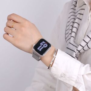 Magnetic Buckle Band Compatible with apple watch band Series 10 9 8 7 6 5 4 SE Ultra 2 49mm Metal stainless steel bracelet Compatible with apple watch strap 46mm 45mm 44mm 42mm 38mm 40mm 41mm Milanese Strap