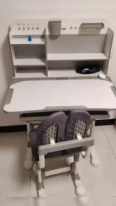 MuMaRen โต๊ะเขียนหนังสือเด็ก โต๊ะเรียน ชุดโต๊ะพร้อมเก้าอี้เด็ก โต๊ะทำการบ้าน การปรับระดับความสูงขึ้นลงได้