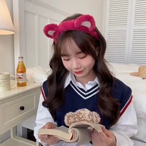 Băng Đô Rửa Mặt Cài Tóc Gấu Dâu Bờm Tóc Siêu Dễ Thương Nhiều Màu