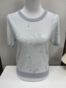 Young Mom Summer Ice Silk Short Sleeve T-Shirt Fashionable Loose Thin round Neck Top for Middle-Aged Women Comfortable Casual Wear