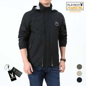 PLAYBOY Outdoor Spring and Autumn New Mens Casual Jacket Sports Outdoor Quick Dry Top Large Loose Coat Mountaineering Suit Windbreaker Waterproof
