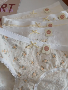 TENIKA กางเกงชั้นใน ผ้าฝ้ายสไตล์ญี่ปุ่น ลายดอกไม้น่ารัก ผ้าฝ้าย -073