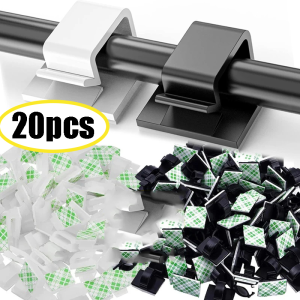 20pcs Self-adhesive Cable Organizer Wire Tie Cable Clamp Clips Holder Management Data Decorative Cord Winder Cable Clips Organizer Fixed Clamp Earphone Line Clip