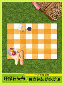 Disposable Rectangular Table Mat Thickened Stone Cloth Waterproof Oil-resistant for Barbecue Hot Pot Small Size Dining Table Pad