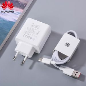 HUAWEI | 66W Super Fast Charger EU Plug for Huawei SuperCharge 6A USB C Cable Wall Adapter for Mate 60 50 Pro P50 Pura 90 Nova 8 9 10 12
