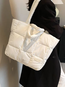 Large Capacity Womens down Handbag 2025 New Fashion Quality Handheld Tote Bag Spring Summer Versatile Single Shoulder Bag