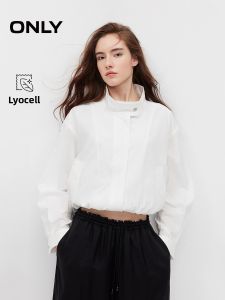 ONLY | New Summer Viscose Drop-Shoulder Blossom Hem Stand Collar Loose Windbreaker