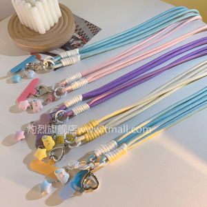 Korean Japanese INS Style 3D Cartoon Cloud Star Silent Mobile Phone Strap Woven Long Rope Camera Accessory Durable Portable Rotating Girl Heart Phone Lanyard