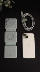 ENERGEA Bazic GoMag Trio Plus 3 in 1 Elevated Foldable Magnetic Wireless Charger 15w  - Blue/ Grey/ Pink/ Sage