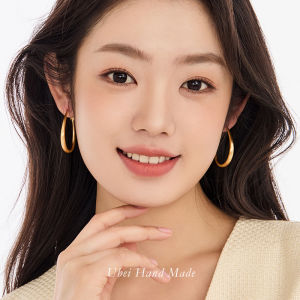 Handmade French Matte Gold Large Hoop Earrings Unique Design Minimalist Style High-End Feeling Ear Jewelry for Women