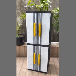 LEMARI PAKAIAN PLASTIK SUSUN 4 KUNCI BABY AKAKO LA2P WINDOW R03 FULL DENGAN KUNCI LEMARI ELEGANT 2 PINTU