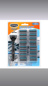 Schick Quattro Titanium Razor 16 Spare Blades Set Quad Blade with Lubricating Strip Diamond Coated Smooth Close Shave