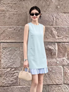 QFN | Commuter Loose Round Neck Tank Dress Splice Slim A-Line