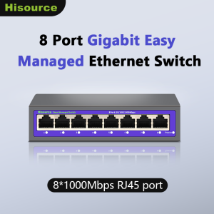 Hisource Full Giga Lite Cloud Web/APP Managed None PoE Switch 8*RJ45 Ports Network Switch for Small Office Home Network