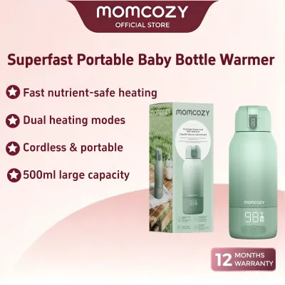 Momcozy Portable Milk Warmer for Travel – 2 Heating Modes for Breast Milk & Water Portable Bottle Warmer with Fast Heating & Long Battery Life 500ml Large Capacity to Meet Your All-Day Needs