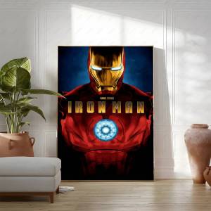 Bandai | Iron Man Movie Poster Removable Wall Sticker Self Adhesive Art Mural Home Office Living Room Dining Room Wall Decor
