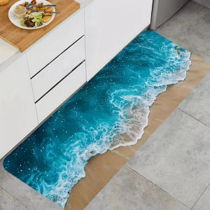 VIKAMA Summer Ocean Style Floor Cushion Waves Beach Bedside Blanket Easy To Clean Non-Slip Floor Cushion Home Decoration