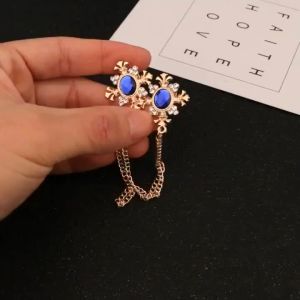 1 Set Pin Bros Kerah Kemeja Rantai Rumbai Lapel Pin Bros Jas Rantai Pin Kerah Kemeja