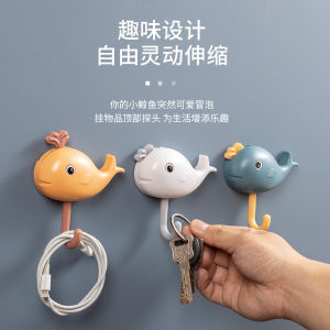 Punch-Free Seamless Sticky Hook Bathroom Wall Hook Creative Cute Dancing Whale Hook Strong Cartoon Waterproof Sky Hook