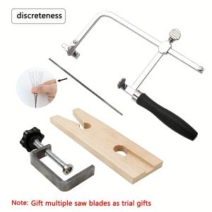 Adjustable Jewelry Saw Frame with V-Groove Clip Black Handle Tool Set for Precision Cutting DIY Wood and Jewelry Crafting Tools
