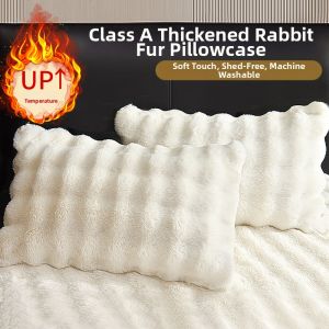 MUSHABAI | Luxury Warm Rabbit Fur Pillow Cover Milk Fiber