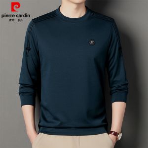 Pierre Cardin Mens Casual Long Sleeve Hoodie round Neck Loose T-Shirt Fashionable Autumn Wear Antibacterial Business Leisure
