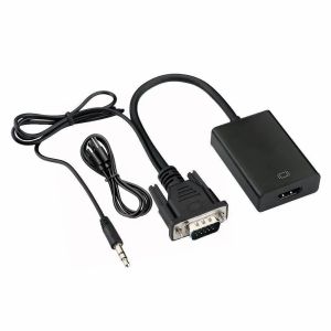 VGA to HDMI Converter Adapter – 1080P VGA Male to HDMI Female with 3.5mm Audio Output Compatible with PC Laptop HDTV Project