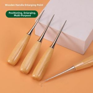 MINGRENBANG | Wood Handle Solid Steel Expanding Hole Awl Needle for Shoemaking Leather DIY