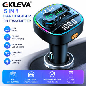 EKLEVA Bluetooth 5.0 FM Transmitter Handsfree Car Radio Modulator MP3 Player With 22.5W USB Super Quick Charge Adapter for Car