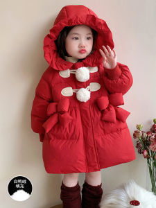 Girls Winter down Jacket Red Duck down Cotton Coat Baby Girls Winter Clothes New Years Greetings Childrens Winter Style